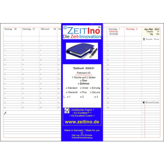 ZeitIno A5 f&uuml;r Mulberry / Tempus u.a., Kalendereinlage 2022, Professional, 1 Woche / 2 Seiten