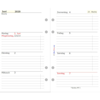 Tempus WT Kalendereinlagen 2022 // 1 Woche auf 2 Seiten 6er Lochung 